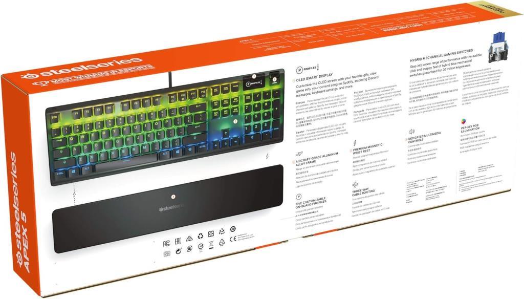SteelSeries Apex 5 Hibrit RGB Blue Switch Kablolu Mekanik Oyuncu Klavyesi Teşhir