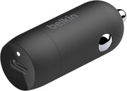 Belkin BoostCharge 30W Hızlı Araç Şarj Cihazı, USB-C Güç Dağıtım Portlu Kompakt Tasarım, iPhone 16, 15, Samsung Galaxy S23, Note, Pixel vb. için Evrensel Uyumluluğa Sahip USB Araç Şarj Cihazı - Siyah Outlet