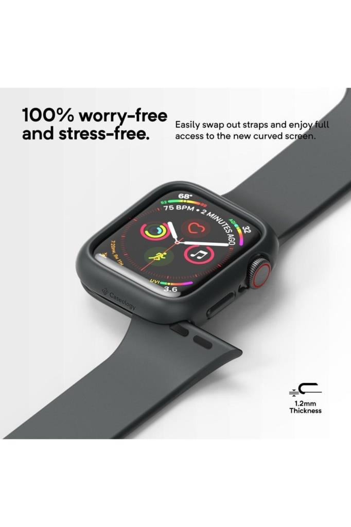 Spigen Caseology Apple Watch 41mm/40mm (Seri 9/8/7/6/SE/SE2/5/4) Kılıf Nero Black - W440-NRO-BK Teşhir