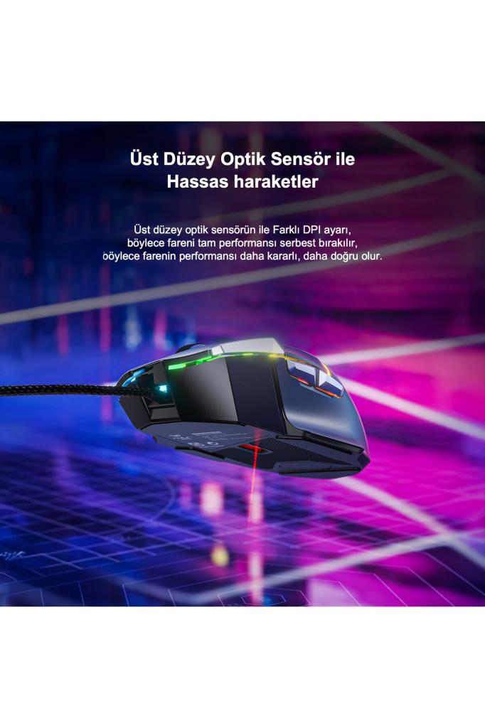 Aula S12 Pro Beyaz Makrolu Ergonomik Optik Kablolu Oyuncu Mouse - OUTLET