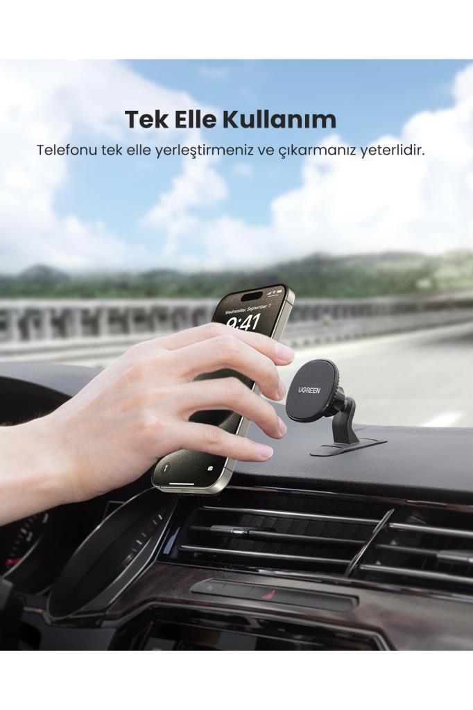 Ugreen Manyetik Mıknatıslı Araç İçi Telefon Tutucu, Siyah, 80785