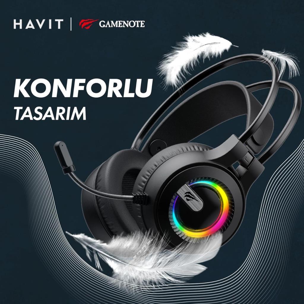 Havit Gamenote H2040D RGB Kablolu Mikrofonlu Kulak Üstü Oyuncu Kulaklığı Teşhir