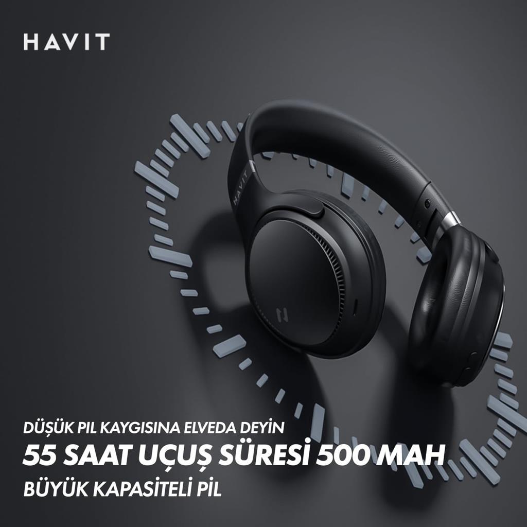 Havit H630BT Pro ANC Siyah Kulak Üstü Bluetooth Kulaklık - OUTLET