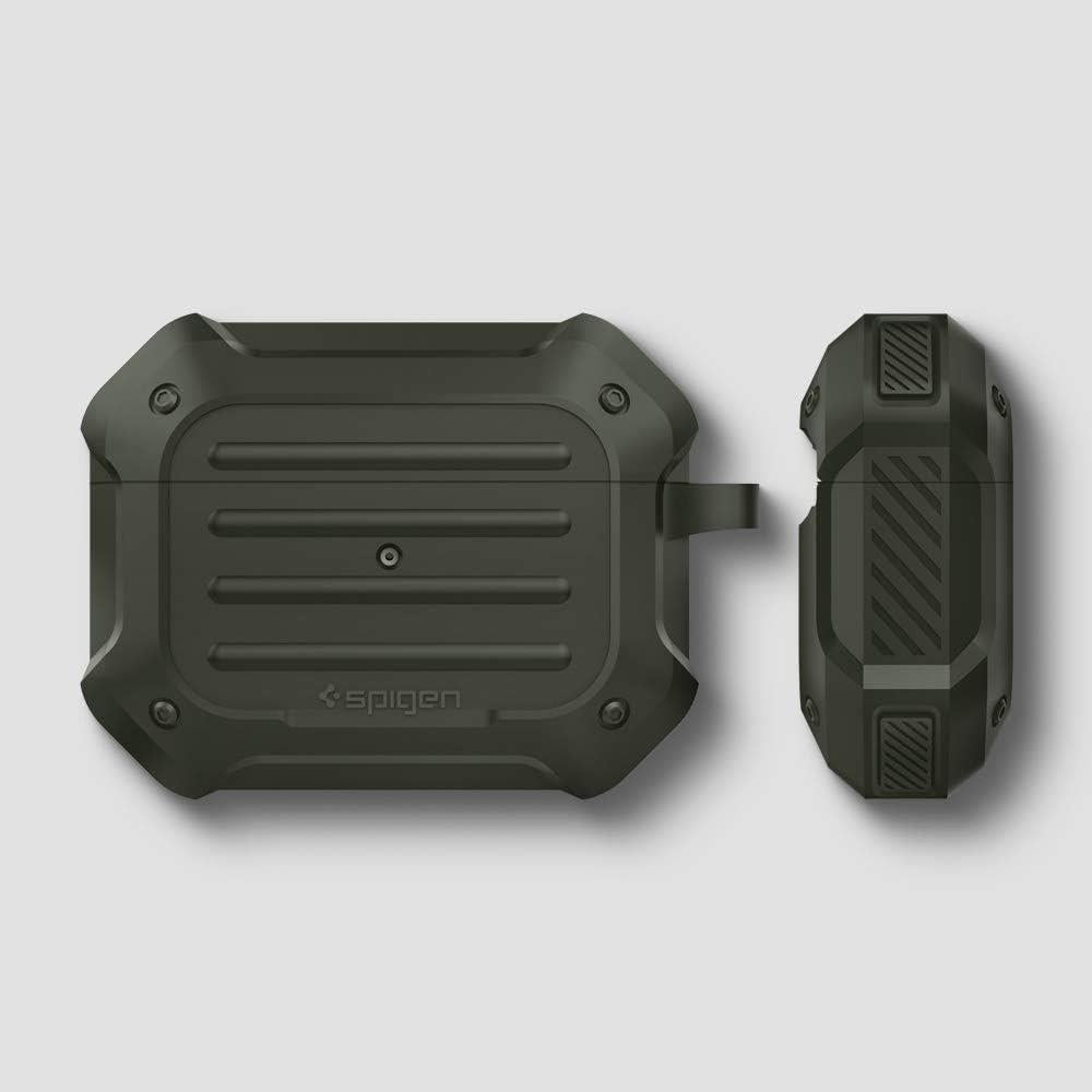 Spigen AirPods Pro ile Uyumlu Kılıf Tough Armor Çift Katmanlı Zırh Koruma Koyu Yeşil Kapak - ASD00539 - Teşhir