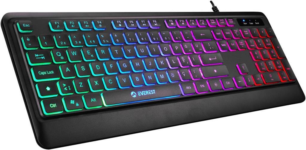 Everest Rampage KB-2025 Siyah USB Rainbow Backlight Membrane Gaming Oyuncu Klavye Outlet