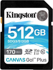 Kingston 512 GB Canvas Go Plus SDXC C10 UHS-I U3 V30 170 MB/s SDG3/512GB Hafıza Kartı Outlet
