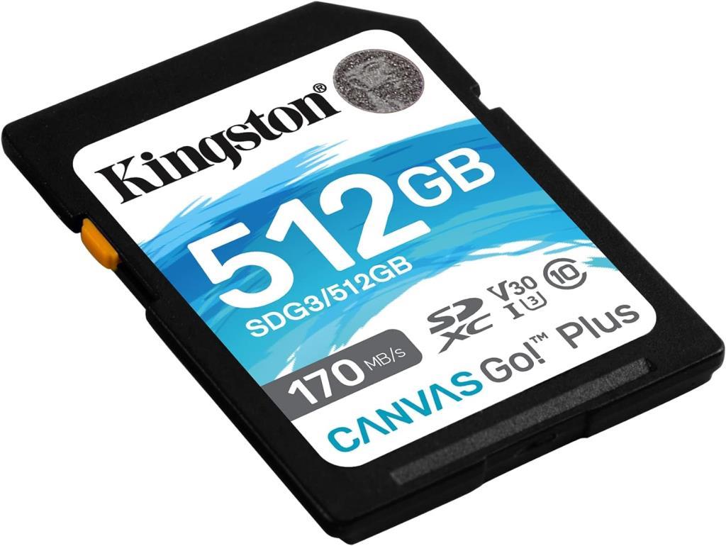 Kingston 512 GB Canvas Go Plus SDXC C10 UHS-I U3 V30 170 MB/s SDG3/512GB Hafıza Kartı Outlet