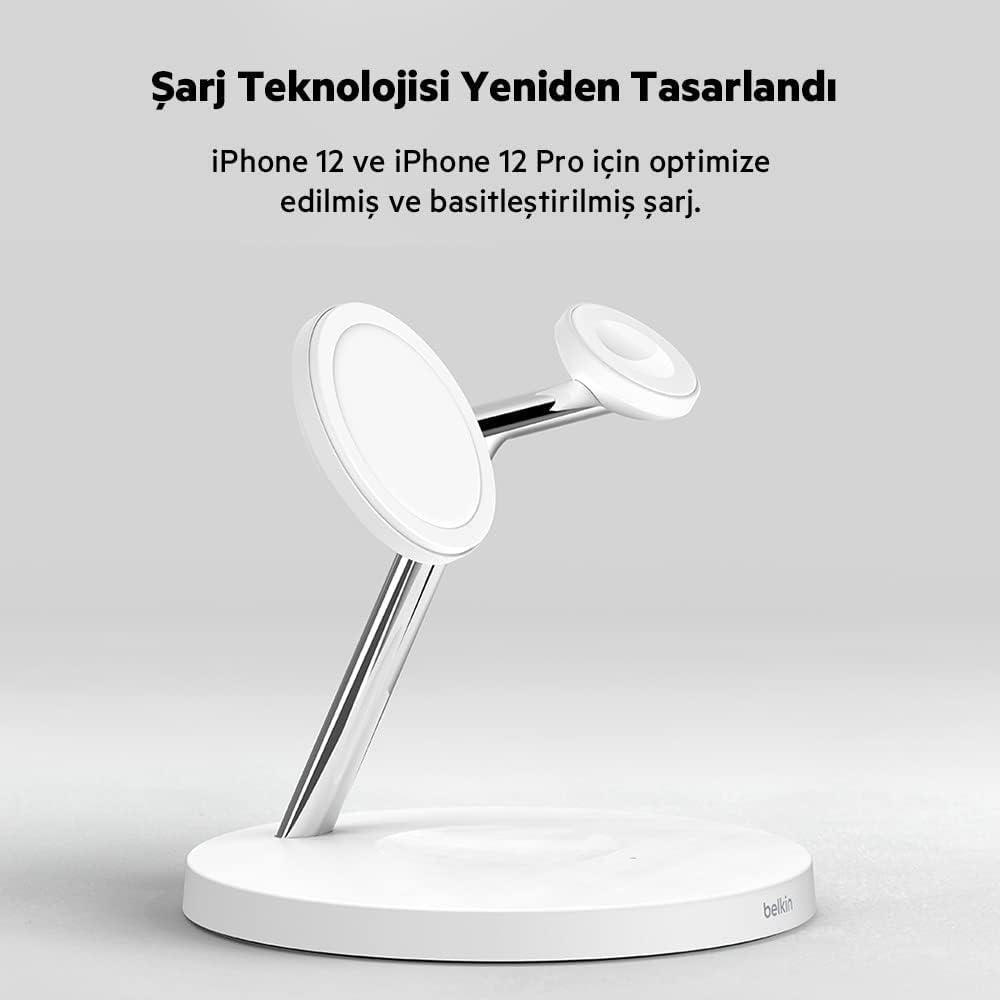 Belkin Boost Charge Pro WIZ009VFWH 3in1 Beyaz Hızlı Kablosuz Şarj Aleti - Outlet