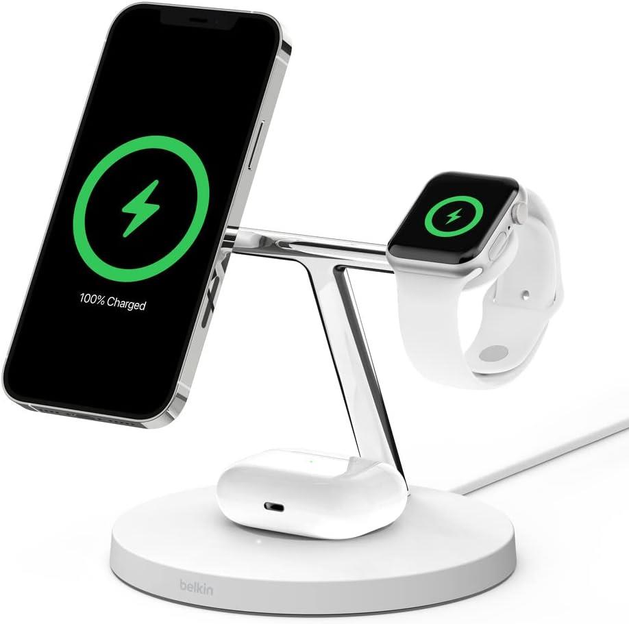 Belkin Boost Charge Pro WIZ009VFWH 3in1 Beyaz Hızlı Kablosuz Şarj Aleti - TEŞHİR