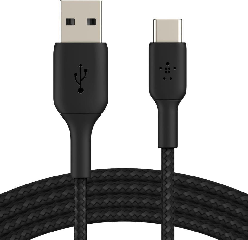 Belkin Örgülü USB-C Kablosu ,Boost Charge USB-C-USB Kablosu, Note10, S10, Pixel 4, iPad Pro, Nintendo Switch uyumlu USB C Tipi Kablosu, 1m, Siyah ,CAB002bt1MBK - Teşhir