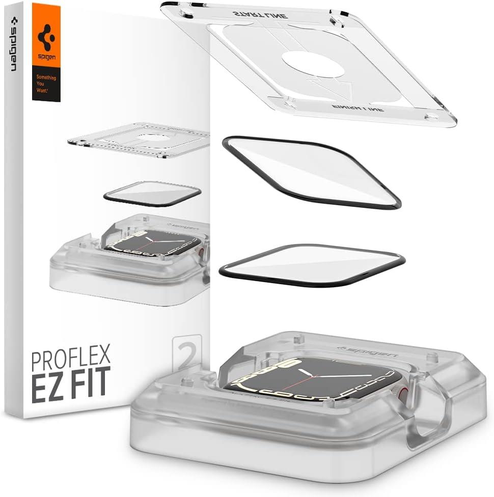 Spigen Apple Watch 41mm (Seri 9/8/7) ile uyumlu Ekran Koruyucu Kolay Kurulum Pro Flex EZ Fit (2 Adet) - AFL04052 Outlet