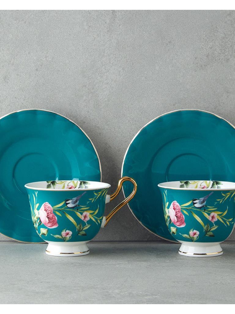 English Home Vanilla New Bone China Turkuaz 2 Kişilik Kahve Fincan Takımı Teşhir