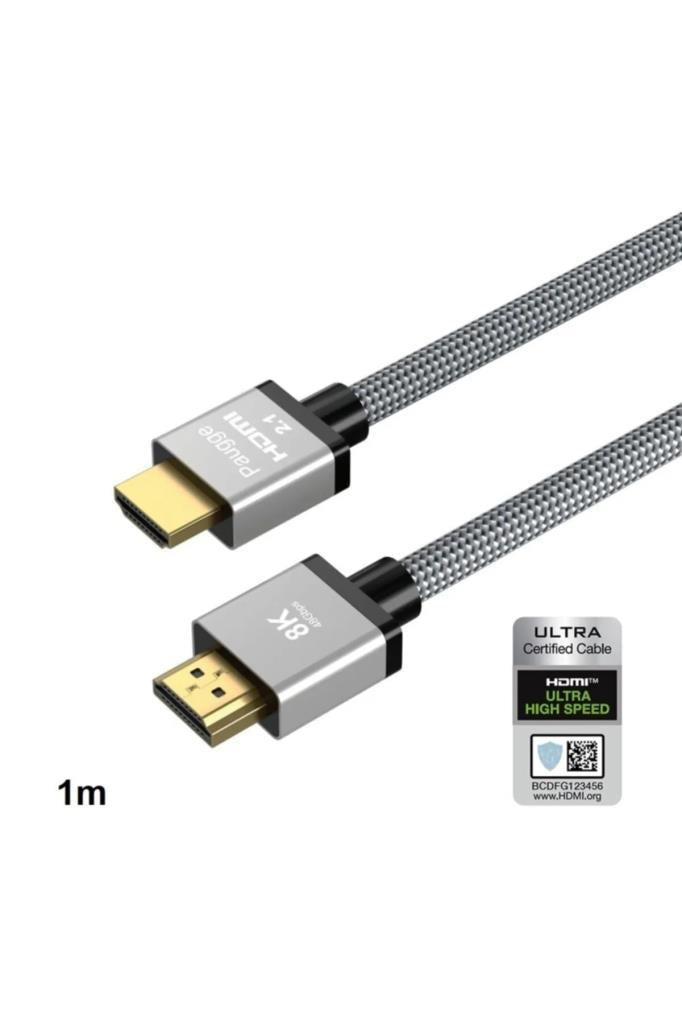 Paugge Ultra Sertifikalı Hdmi 2.1 Kablo - 8K@60Hz, 4K@120Hz, 4K@60Hz, eARC, HDCP 2.2, D-HDR, Dolby Vision, Dolby Atmos - 0,5 m
