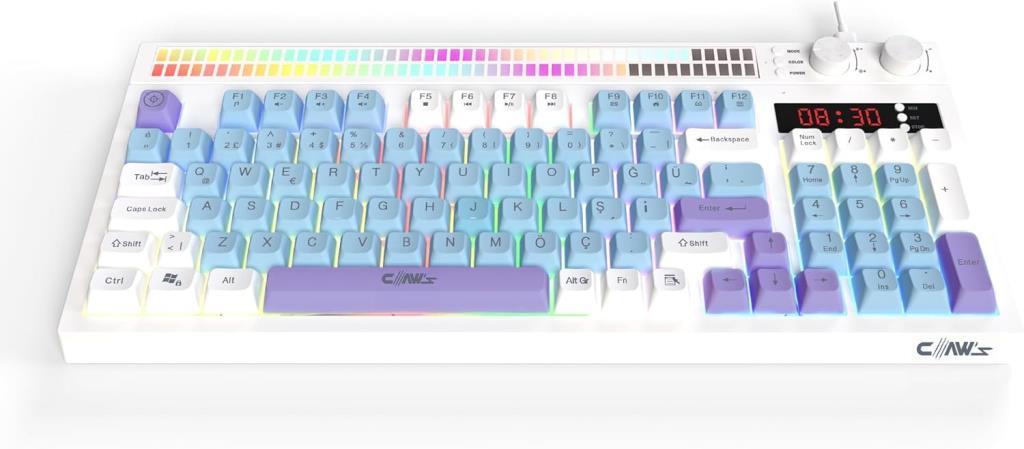 Claw's Spectrum K1 Fonksiyonel Çift LCD Ekran & Çift Rgb - Ses Kontrolcülü Membran 94 Tuşlu Spectrum Rgb Modlu Gaming Klavye Outlet