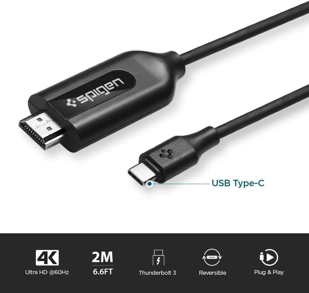 Spigen Essential C21CH 2 m 4K Ultra HD Type-C to HDMI Kablo Outlet