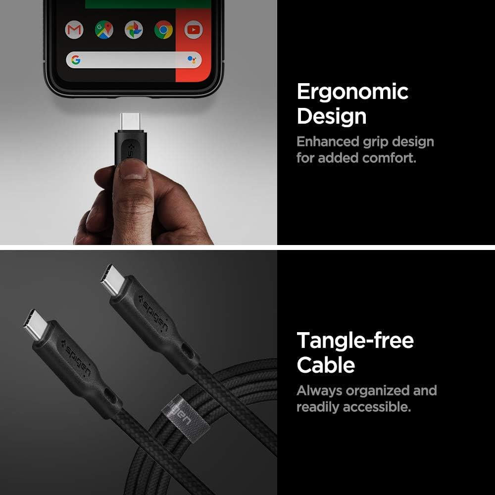 Spigen DuraSync 1 m Type-C to Type-C 100 W Hızlı Şarj Kablosu Siyah Outlet