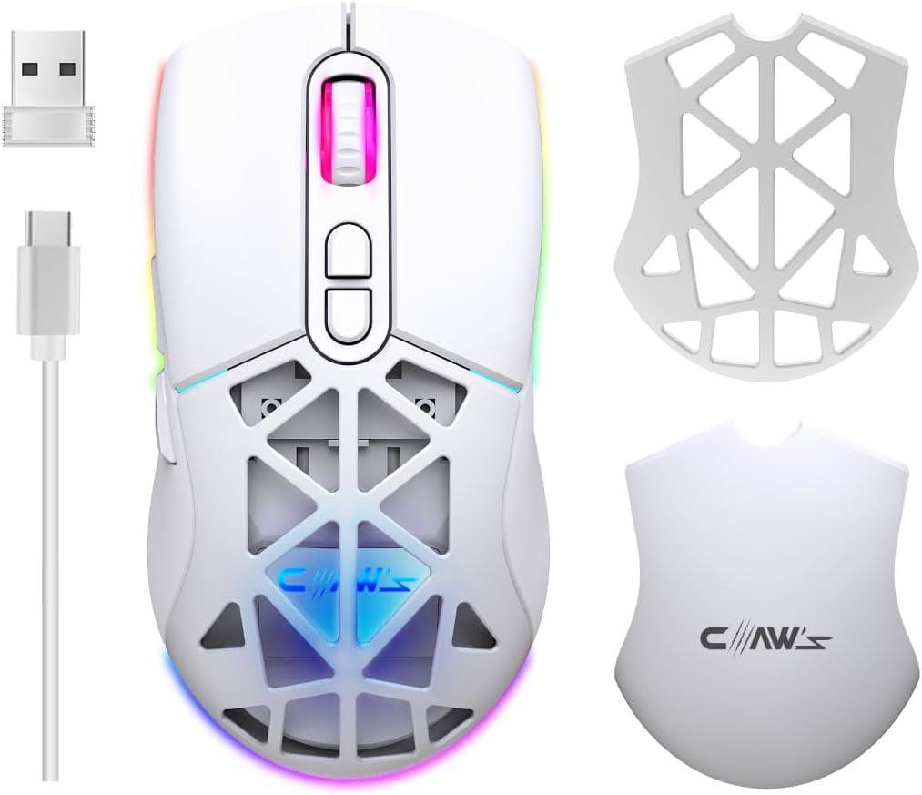 Claw's Nexus Air Kablosuz 10000 Dpi Pixart PMW3325 Sensör Makro Yazılımlı & Değiştirilebilir Kapaklı RGB Kablosuz Gaming Mouse - Beyaz Teşhir