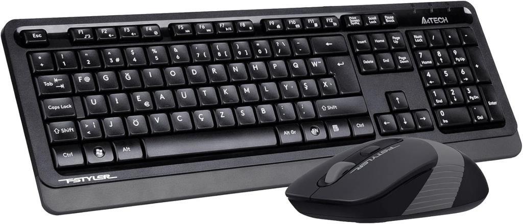 A4 Tech FG1010 2.4G Q Türkçe FN-Multimedya Klavye+Optik 2000DPI Mouse Siyah/Gri Kablosuz Set Outlet