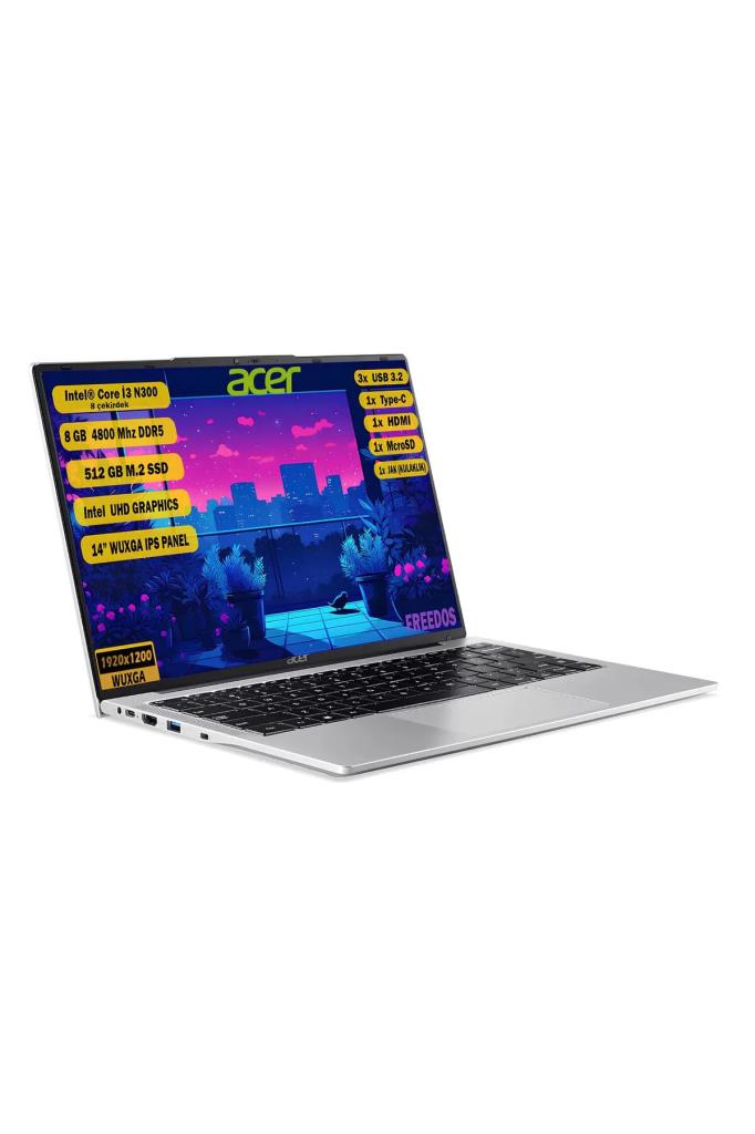 Acer Aspire Lite AL14-31P-39KN NX.KS9EY.002 i3-N300 8 GB 512 GB SSD UHD Graphics 14" WUXGA Notebook - TEŞHİR