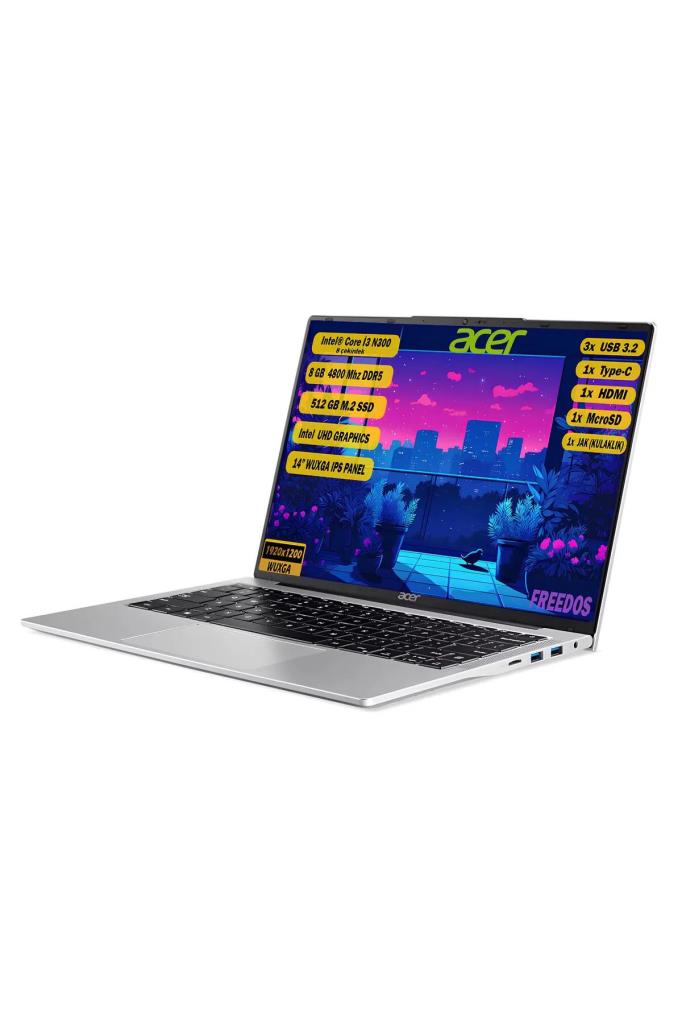 Acer Aspire Lite AL14-31P-39KN NX.KS9EY.002 i3-N300 8 GB 512 GB SSD UHD Graphics 14" WUXGA Notebook - TEŞHİR