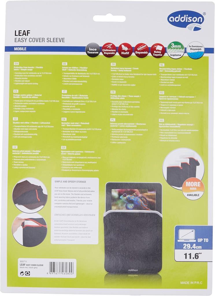 Addison 300711 Siyah/Kırmızı 11" Tablet Pc Kılıfı - Outlet