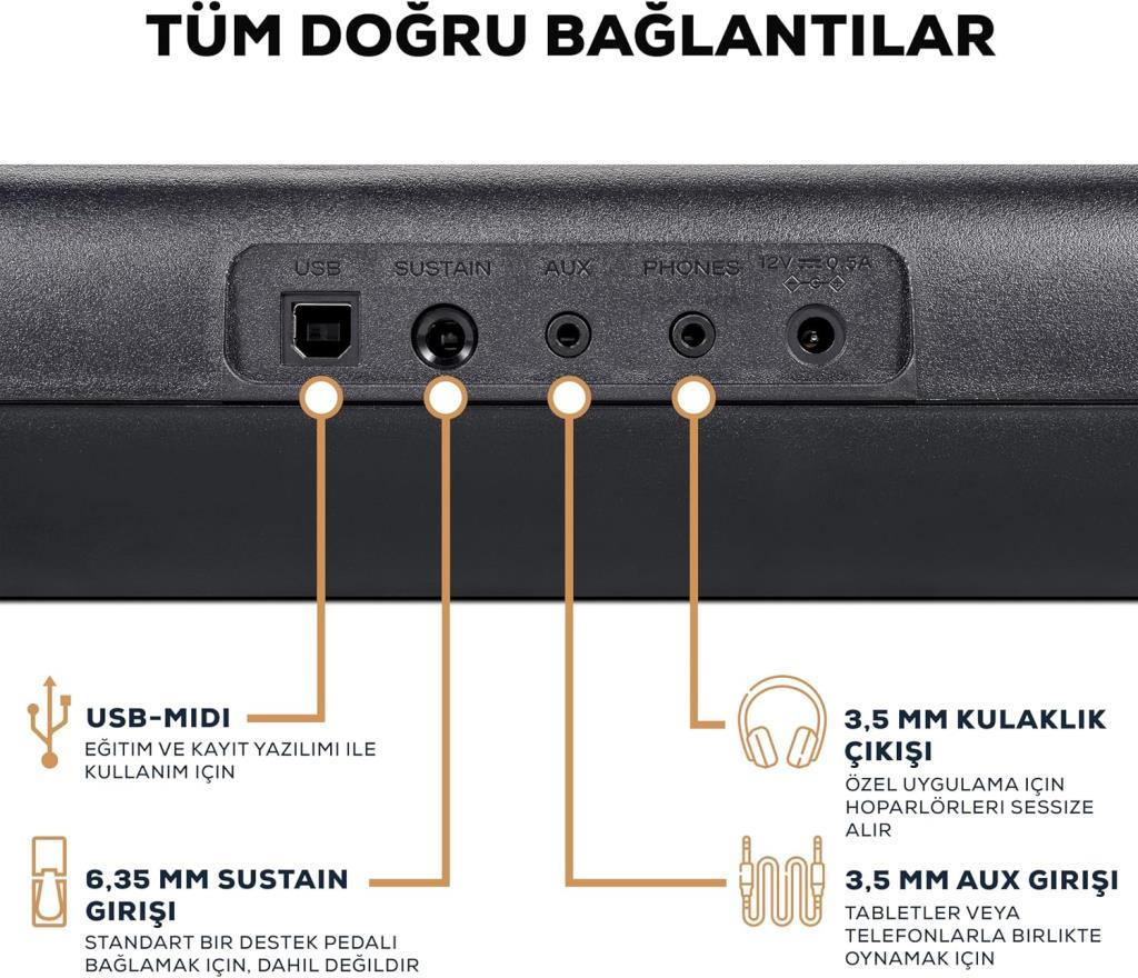 Alesis Melody 61 Başlangıç Seviyesi Tablet Nota Standı Hoparlör 61 Tuş Piyano Klavye - TEŞHİR