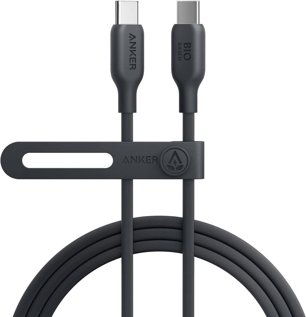كابل شحن Anker 543 USB-C إلى USB-C بقوة 140 واط، يدعم الشحن، بطول 1.8 متر (صديق للبيئة) - أسود - OUTLET 