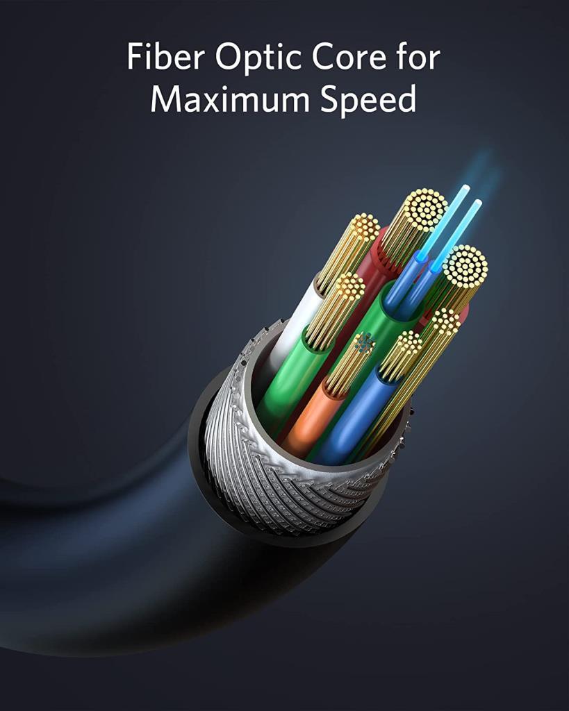 Anker 712 USB-A to USB-C 5 Metre Fiber Optik Şarj/Data Kablosu - Oculus Quest 2 ve 10 Gbps Destekli - Siyah - Y2111