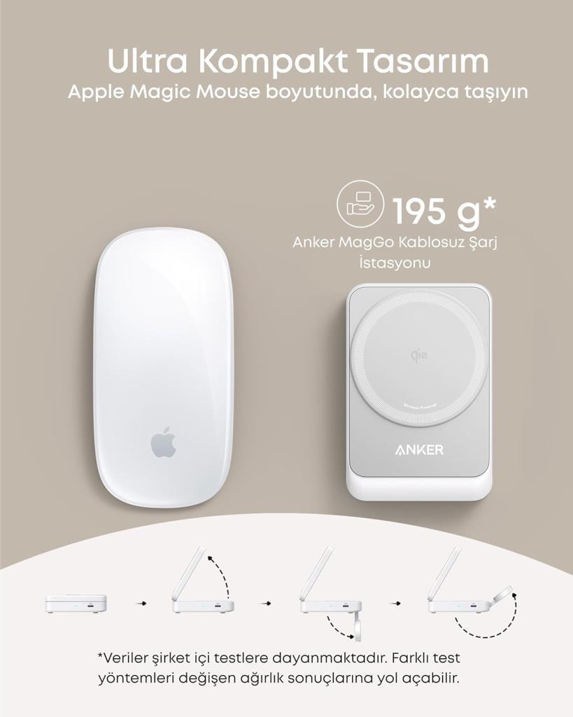 Anker B2557 MagGo Beyaz 3in1 Kablosuz Hızlı Şarj Aleti