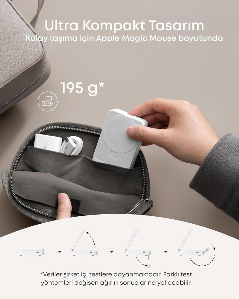 Anker B2557 MagGo Beyaz 3in1 Kablosuz Hızlı Şarj Aleti