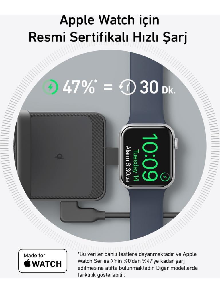 Anker B2557 MagGo Siyah 3in1 Kablosuz Hızlı Şarj Aleti