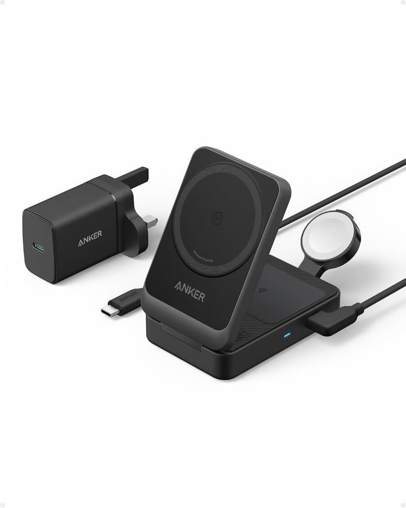 Anker B2557 MagGo Siyah 3in1 Kablosuz Hızlı Şarj Aleti - TEŞHİR