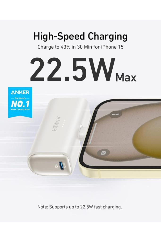 Anker Nano 5000 mAh 22,5W Hızlı Şarj Powerbank Beyaz A1653