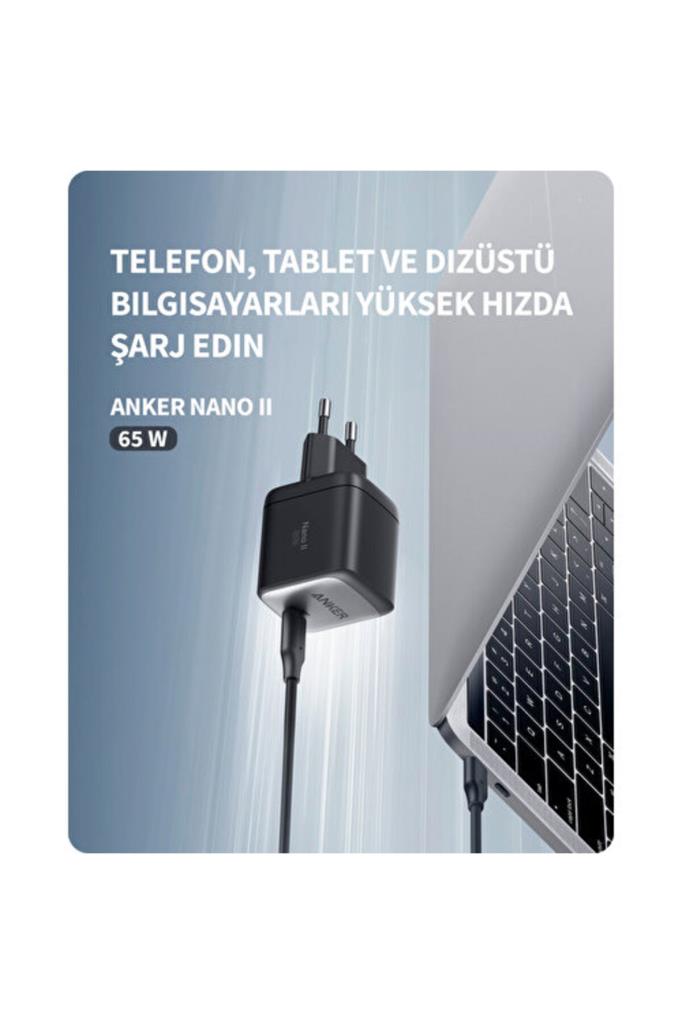 Anker Nano II 65W ŞArj Cihazı - A2663 - Siyah - OUTLET