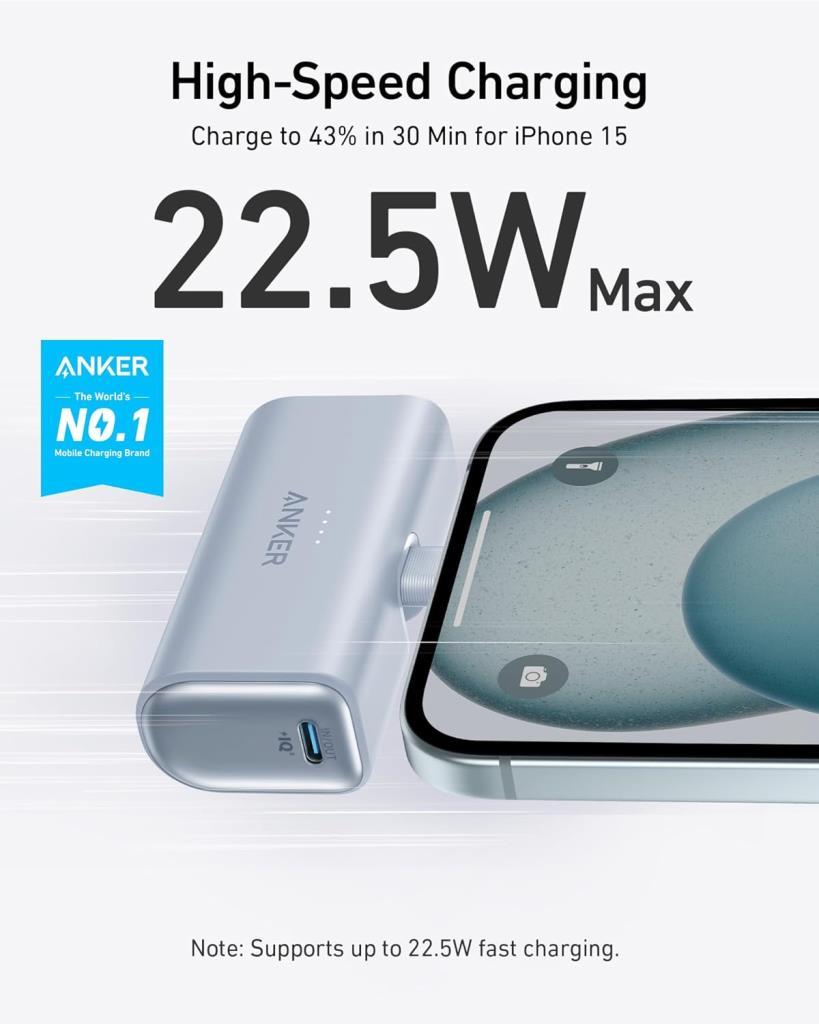 Anker Nano 5000 mAh Hızlı Şarj Powerbank Mavi