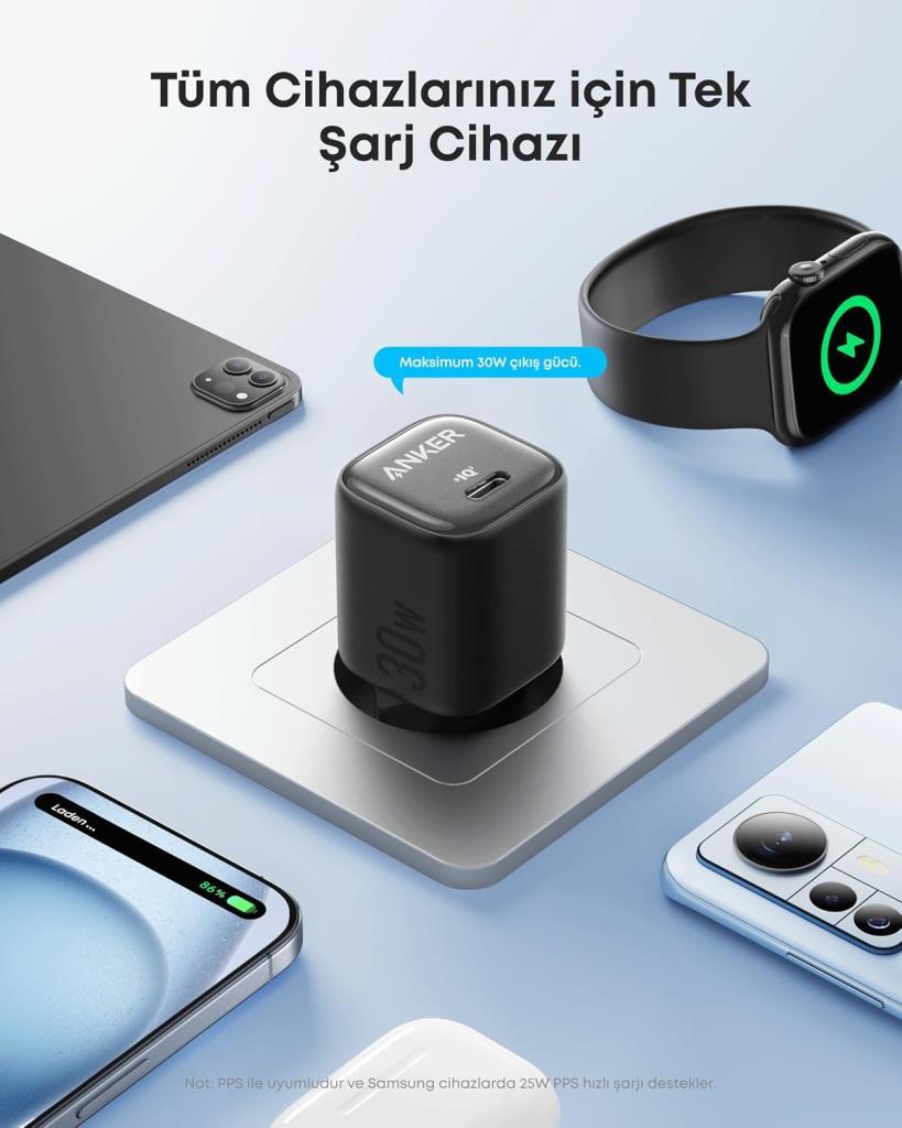 Anker Zolo A2698 30 W Siyah Hızlı Şarj Adaptörü