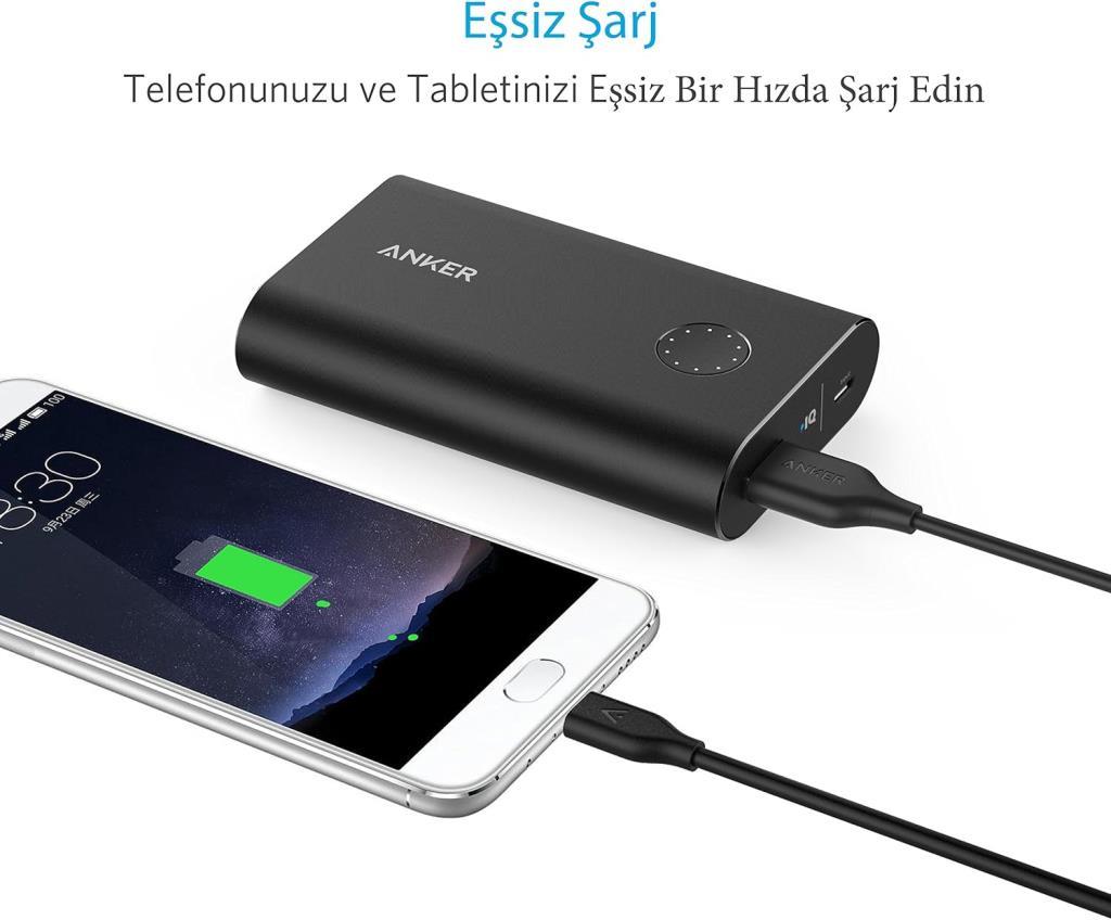 Anker Powerline 3 Feet USB Type-C - USB 3.0 Kablosu Siyah - A8163H11