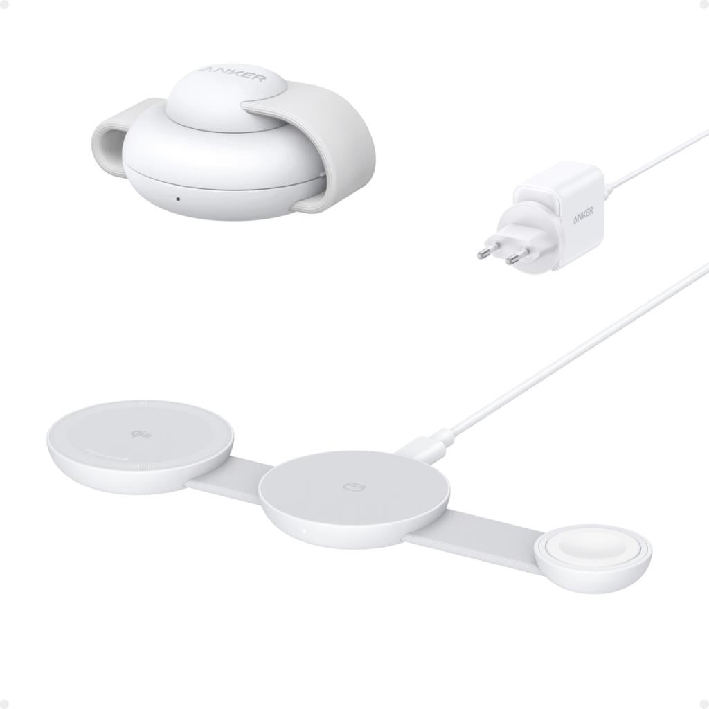 Anker Ufo MagGo B25M8 Beyaz 3in1 MagSafe Kablosuz Şarj Aleti - OUTLET