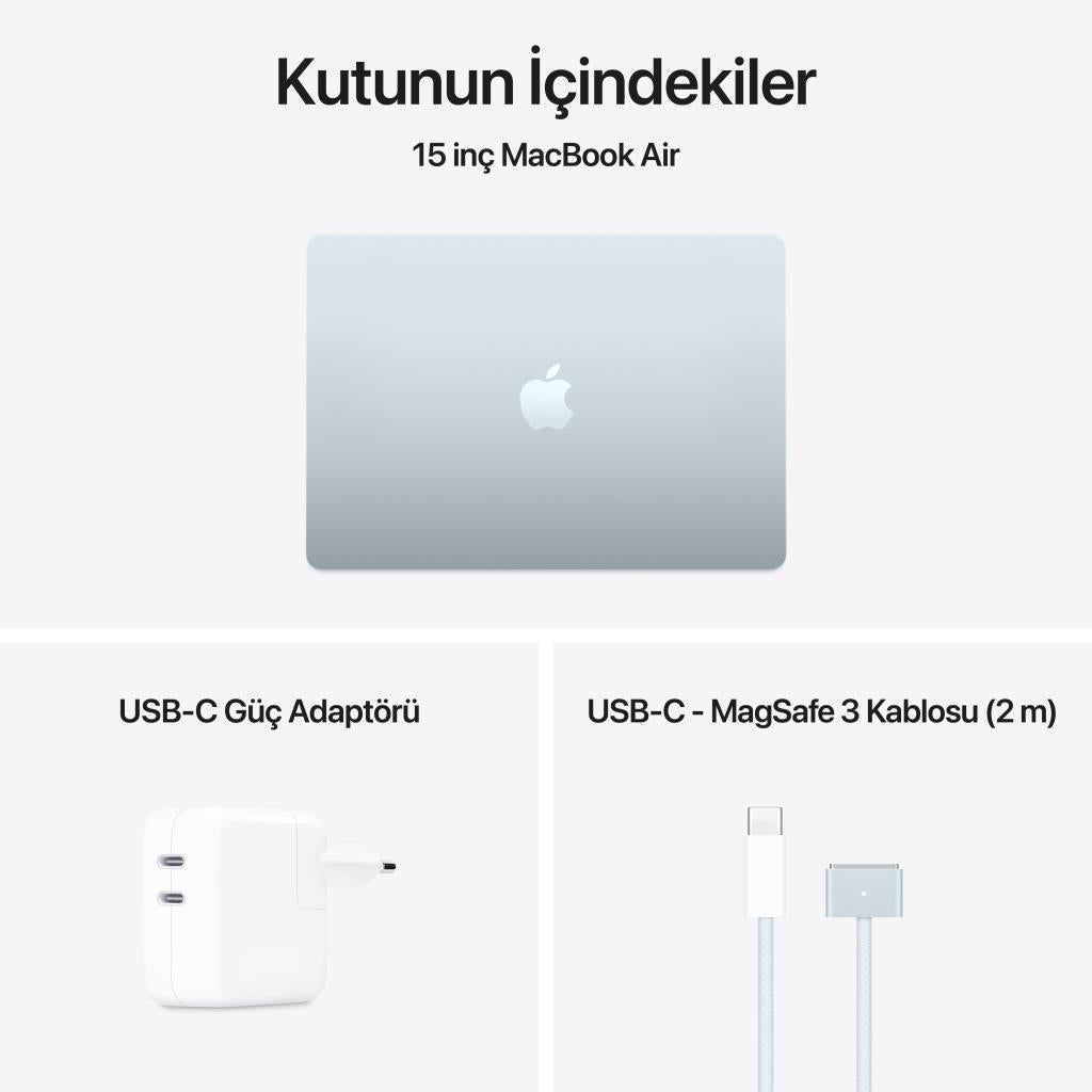 Apple 15" MacBook Air: Apple M4 chip with 10-core CPU and 10-core GPU, 16GB, 512GB SSD-Gök Mavisi-OUTLET
