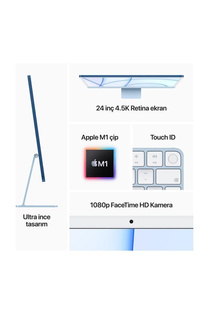 iMac M1 Pembe MGPM3TU/A 8 GB 256 GB SSD 8C GPU 24" 4.5K All in One PC Outlet