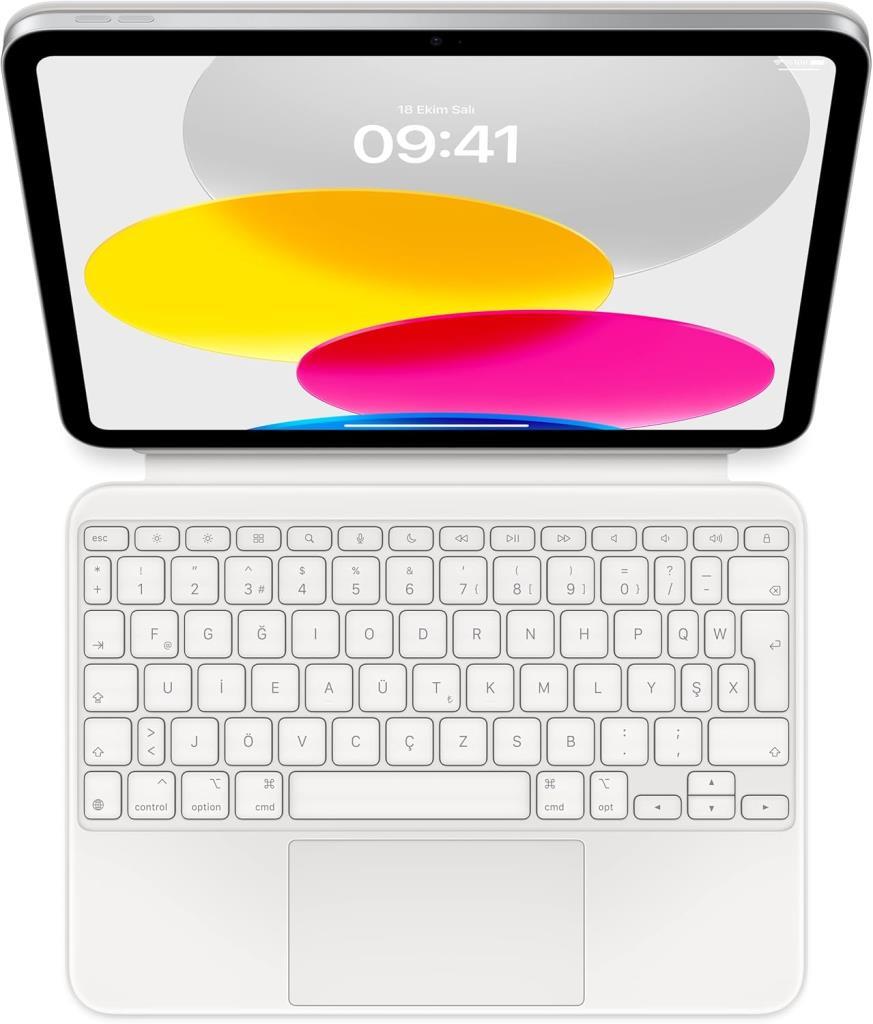 Apple Magic Keyboard Folio: iPad (A16) ve iPad (10. nesil) için Klavye ve Kılıf, Çıkarılabilir Klavye ve Manyetik Olarak Yapışan Kılıf, Yerleşik Trackpad, Türkçe F Klavye — Beyaz