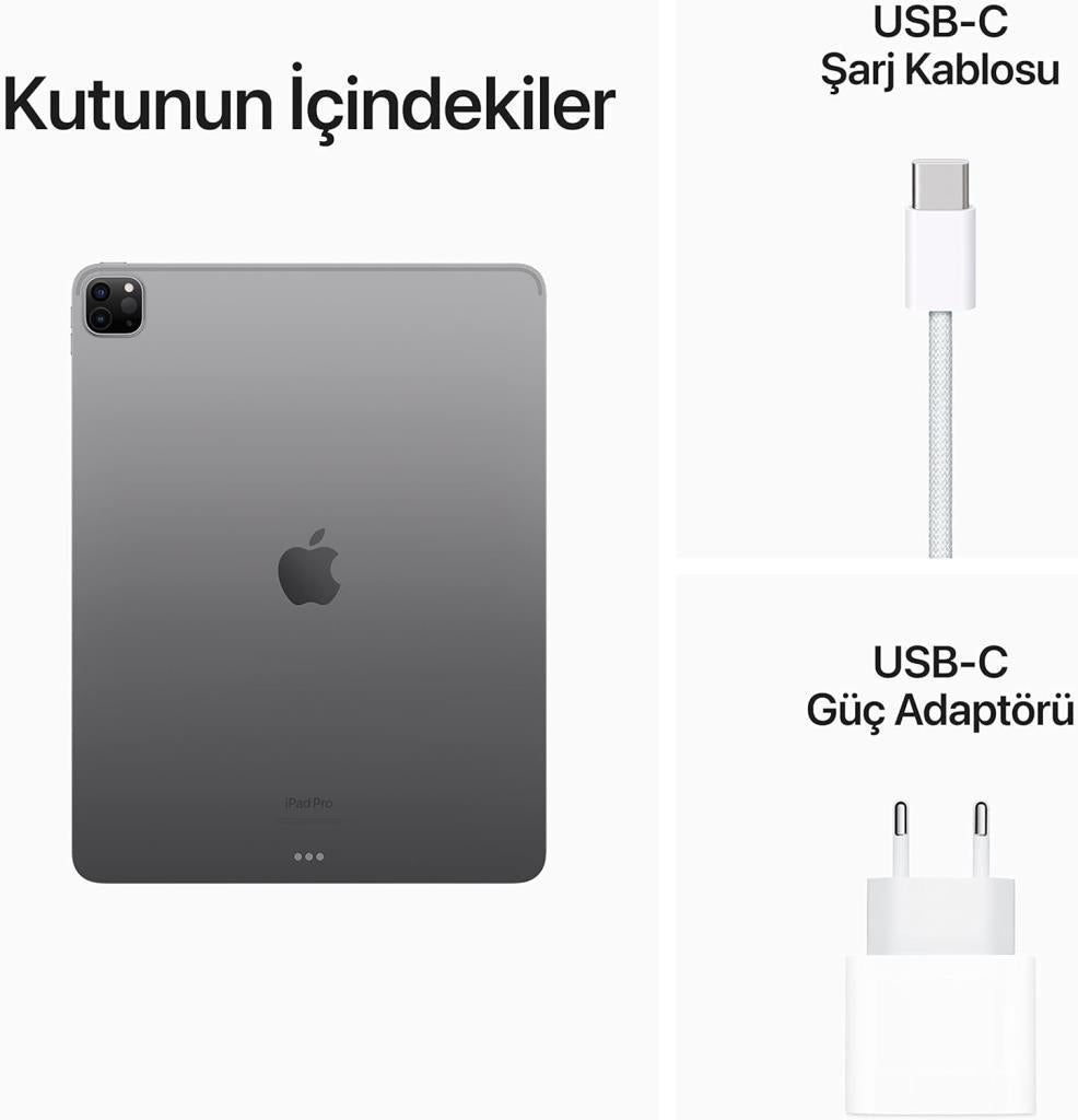 iPad Pro 6. Nesil Wi-Fi 128 GB 12.9" MNXP3TU/A Uzay Grisi Tablet (Apple Türkiye Garantili)