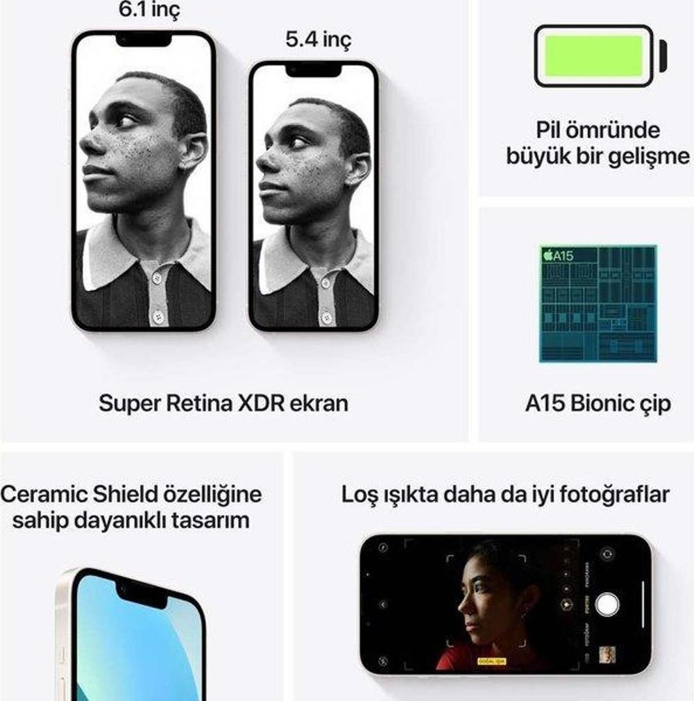 Yenilenmiş iPhone 13 128 GB Yıldız Işığı Cep Telefonu (1 Yıl Garantili) - A Kalite