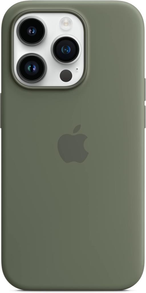 Apple iPhone 14 Pro için MagSafe özellikli Silikon Kılıf - Klasik Zeytin Yeşili Teşhir