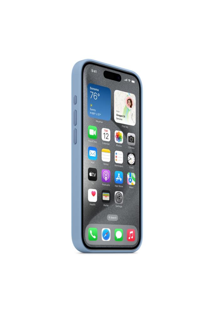 Apple iPhone 15 Pro için MagSafe özellikli Silikon Kılıf - Buz Mavisi  Outlet