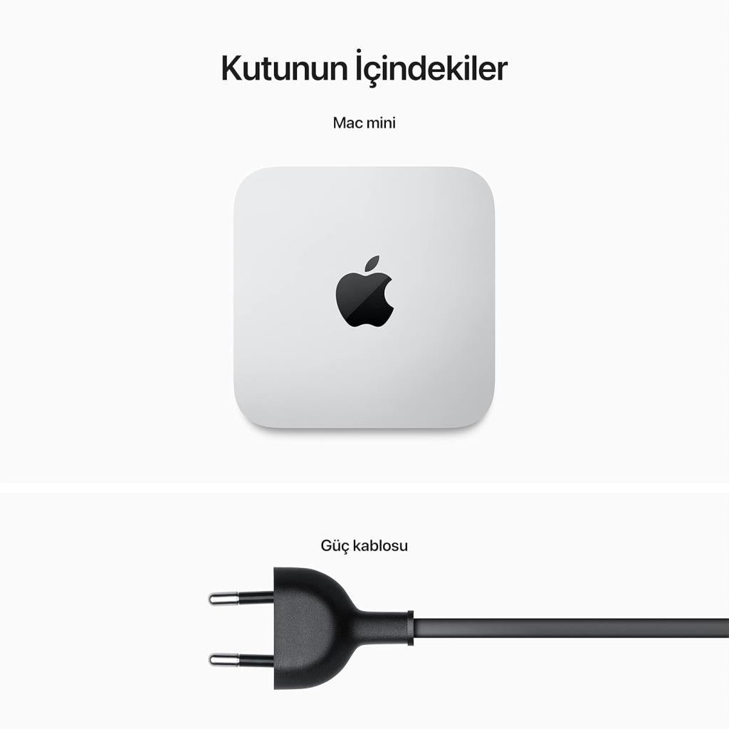 Apple Mac mini 2023 M2 Pro çip, 16 GB RAM, 512 GB SSD depolama alanı, Gigabit Ethernet özelliklerine sahip masaüstü bilgisayar. iPhone ve iPad ile uyumlu