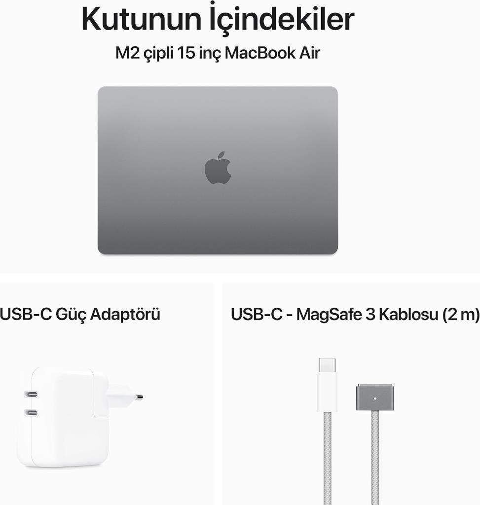 MacBook Air M2 8 GB 256 GB SSD 15.3" MQKP3TU/A Uzay Grisi - TEŞHİR