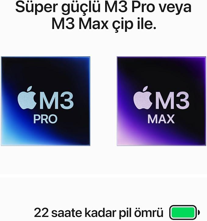 Apple MacBook Pro M3 Max 48GB 1TB SSD macOS 16" Taşınabilir Bilgisayar Uzay Siyahı MUW63TU/A - TEŞHİR