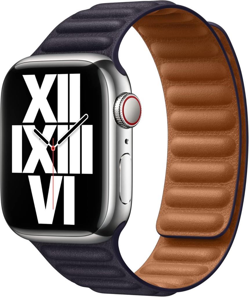 Apple Watch 41 mm Mürekkep Moru Baklalı Model Deri Kayış - M/L - Teşhir