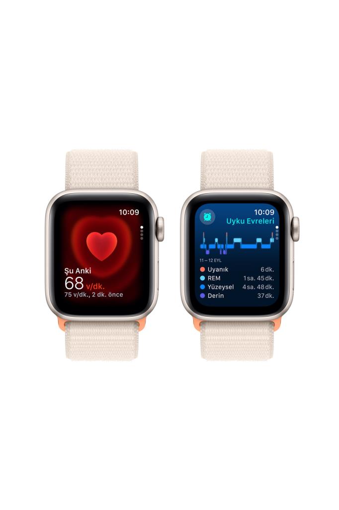Apple Watch SE 2 2023 GPS 40mm Yıldız Işığı Alüminyum Kasa ve Yıldız Işığı Spor Loop Kordon Akıllı Saat